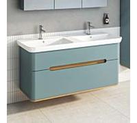 Meuble vasque VitrA Sento 65879 130 x 48 x 68,5 cm, 2 tiroirs à extension complète, vert fjord mat, décor