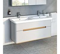 Meuble vasque VitrA Sento 65991 130 x 48 x 68,5 cm, 2 tiroirs à extension complète, gris clair mat, décor