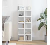 Meuble vinyle VENTE FLASH - Meuble de rangement Armoires à CD - 2 pcs Blanc 21x16x93,5 cm Aggloméré @35062773