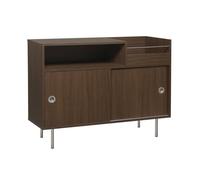 sweeek - Meuble Vinyle Vintage décor Bois et Acier Inoxydable 100cm Noyer - Shelby