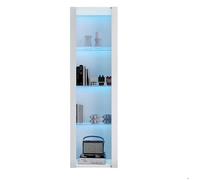 Meuble vitrine blanc laqué avec éclairage LED intégré, 3 niveaux en verre, 55*38*166 cm