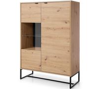 MEUBLE VITRINE MEUBLE BUFFET SALON CHÊNE NOIR 133x93x39cm AMBRE