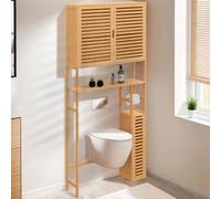 Meuble wc 3 en 1 avec armoires de rangement bambou bea