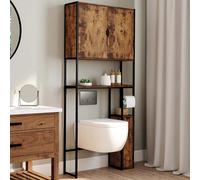IDMarket - Meuble WC 3 en 1 avec armoires de Rangement Bois foncé Dayton Design Industriel