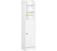 kleankin Support Papier Toilette Armoire de Rangement pour Papier Gain de Place Salle de Bain 23 x 18 x 100 cm Blanc