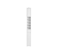 SoBuy Meuble Colonne Salle de Bain 20x20x180 cm, Blanc MDF, 1 Tiroir, 2 Portes, 5 Compartiments ouverts, Étagères réglables