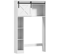 HOMCOM Meuble WC Dessus de Toilette Meuble Toilettes WC Rangement Armoire de Rangement de Salle de Bain avec Porte coulissante, Compartiments et étagère réglable, Blanc