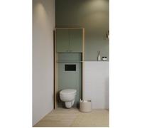 Meuble WC dessus de toilettes - Vert et chêne - 2 portes - L64 x P20 x H186 cm - ELISA - DEMEYERE