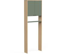 Meuble WC dessus de toilettes - Vert et chêne - 2 portes - L64 x P20 x H186 cm - ELISA - DEMEYERE