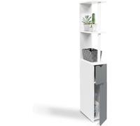 Meuble WC étagère bois WILLY 2 portes blanc et gris Gris G