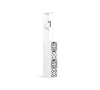 IDMarket - Meuble WC étagère Bois Willy 3 Portes Blanc et Motif Carreaux de Ciment Gris
