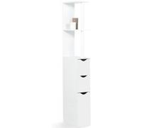 Meuble WC étagère WILLY bois 3 portes blanc Blanc G