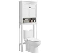 Meuble WC meuble dessus toilettes style classique chic 2 portes étagère niche blanc