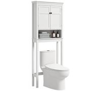 Meuble WC meuble dessus toilettes style classique chic 2 portes étagère niche blanc