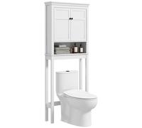 HOMCOM Meuble WC Dessus de Toilette Meuble Machine à Laver Rangement Salle de Bain avec Compartiment, Placard 2 Portes, étagères réglables - 70 x 20 x 175 cm, Blanc