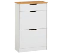 IDIMEX Meubles à Chaussures Basil Rangement Armoire avec 2 abattants et 1 tiroir, en pin Massif lasuré Blanc et Brun