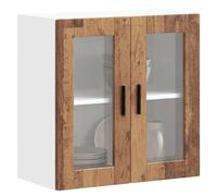 Meubles, armoires et rangement, armoires de cuisine, armoire murale de cuisine avec porte en verre Porto Vieux bois
