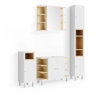 Ensemble de meubles de salle de bain Aquis, 4 parties, Blanc, Blanc, Vicco