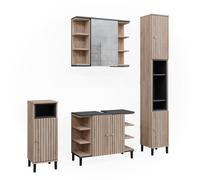 Vicco Ensemble de Meubles de Salle de Bain Aquis, Sonoma/Anthracite, 4 Parties