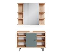 Meubles bain Fynn, 2 pièces, armoire basse 80 cm, Vert, Vicco 37327