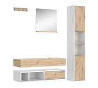 Vicco Meubles Bain Henri, Blanc, 100 cm, composé de Miroir, étagère, Armoire Haute, Tablette Vasque et étagère Vasque