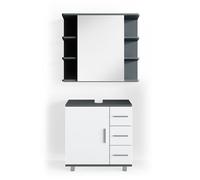 Ensemble de meubles de salle de bain Ilias, 2 parties, Anthracite, Blanc, Vicco