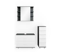 Meubles bain Ilias, 3 parties, Blanc/Anthracite, Vicco 34667