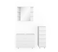 Meubles bain Ilias, 3 pièces, avec armoire centrale, Blanc, Vicco 34646