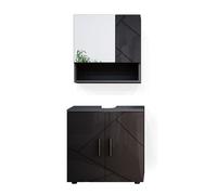 Vicco Meubles Bain Irma, Anthracite Haute Brillance 60 cm | 2 pièces · Meuble sous-vasque · Armoire à miroir