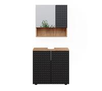 Meubles bain Irma, 2 pièces, meuble bas 60 cm, Anthracite à pois, Vicco 47204