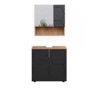 Meubles bain Irma, 2 pièces, meuble bas 60 cm, Anthracite avec structure en nid d'abeille, Vicco 47170