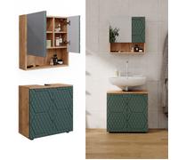 Vicco Meubles Bain Irma, Vert/Force de l'or Chêne, 80 cm, composé d’Un Miroir de Salle de Bain et d’Un Meuble sous-lavabo