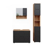Meubles bain Irma, 3 pièces, Anthracite avec structure en nid d'abeille, Vicco 47178