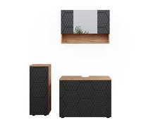 Vicco Meubles bain Irma, Anthracite rayé, 3 pièces, avec armoire à tiroirs et armoire middle Anthracite rayé G