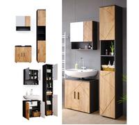 Meubles bain Irma, 3 pièces, avec armoire haute, Chêne de force doré/Anthracite, Vicco 36809