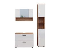 Vicco Meubles Bain Irma, Blanc Brillant/Chêne doré, 80 cm