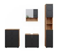 Vicco Meubles Bain Irma, Anthracite avec Structure en nid d'abeille, 4 pièces, avec Armoire Haute et Commode