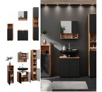 Meubles bain Irma, 4 pièces, avec armoire haute, Anthracite à pois, Vicco 47209
