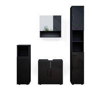 Meubles bain Irma, 4 pièces, avec armoire haute, Anthracite Haute brillance, Vicco 36806