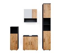 Meubles bain Irma 4 pièces, avec armoire haute Chêne doré/anthracite Vicco