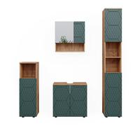 Vicco Meubles Bain Irma, Vert/Force de l'or Chêne, 4 pièces, avec Armoire Haute