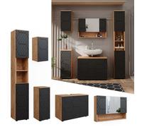 Meubles bain Irma, 5 pièces, Anthracite avec structure en nid d'abeille, Vicco 47186