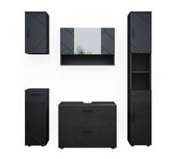 Vicco Meubles Bain Irma, Anthracite Haute Brillance, 80 cm, composé d’Un Meuble sous-lavabo, Armoire Miroir, Colonne, Demi-Colonne et Meuble Haut