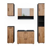 Meubles bain Irma, 5 pièces, Chêne de force doré/Anthracite, Vicco