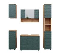 Meubles bain Irma, 5 pièces, Vert/Chêne de force doré, Vicco
