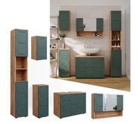 Meubles bain Irma, 5 pièces, Vert/Chêne de force doré, Vicco 47203