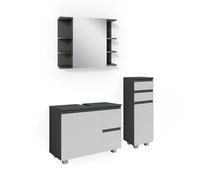 Meubles bain J-Shape 3 pièces, avec armoire de milieu Anthracite Vicco