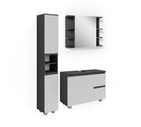 Meubles bain J-Shape 3 pièces, avec armoire haute Anthracite Vicco