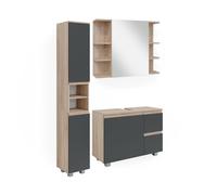 Meubles bain J-Shape, 3 pièces, avec armoire haute, Sonoma, Vicco 40126