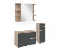 Meubles bain J-Shape, 3 pièces, avec armoire de milieu, Sonoma, Vicco 40124